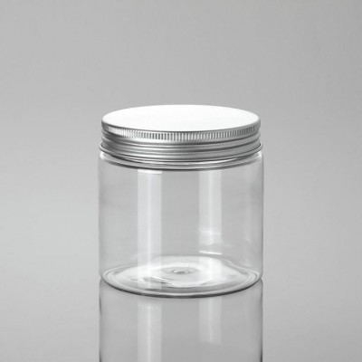 50g 250g plastic food PET jar with top screw aluminium lid cap for cream container cosmetic packaging